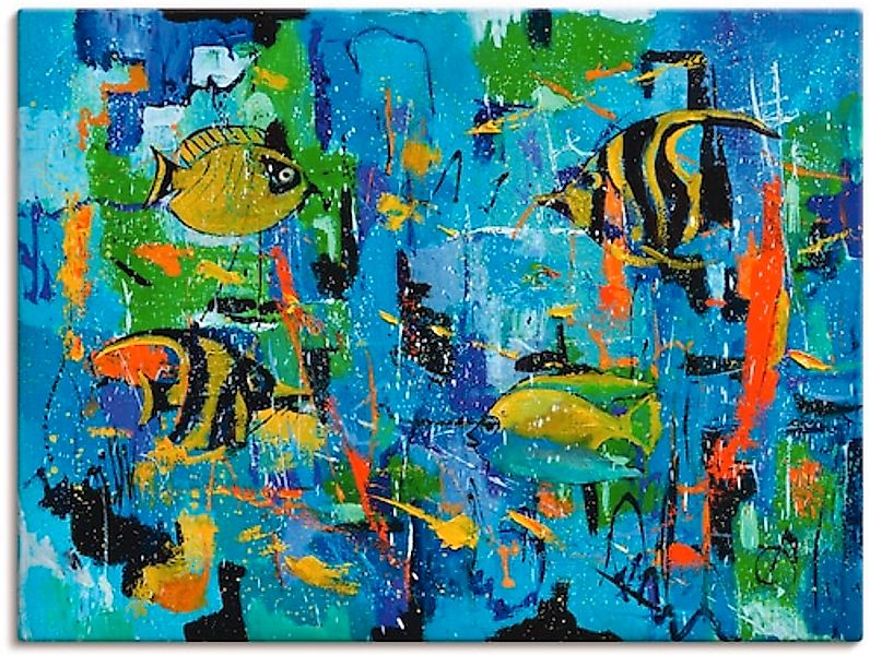Artland Leinwandbild »Abstrakt Fische Blau« Wassertiere 1 Stk. tlg. auf Kei günstig online kaufen