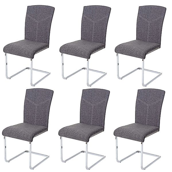 MCW Esszimmerstuhl F36 6er-Set Stoff/Textil Grau günstig online kaufen