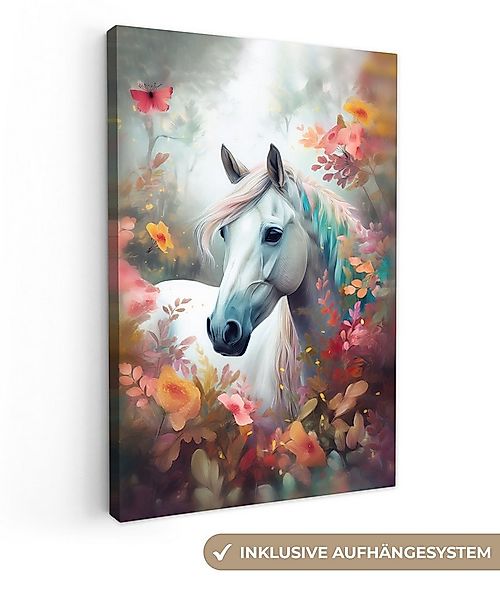 OneMillionCanvasses® Leinwandbild Pferd - Natur - Blumen - Tiere - Wald, Fo günstig online kaufen