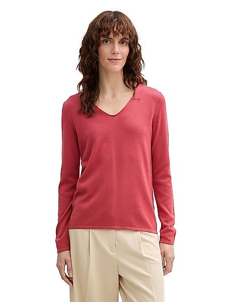 TOM TAILOR Strickpullover Dünner Strickpullover Basic V-Ausschnitt Stretch günstig online kaufen