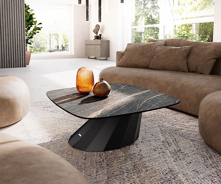 Couchtisch Edge Boot 90x90 cm Keramik Laminam® Noir Desir Braun Parabi Meta günstig online kaufen