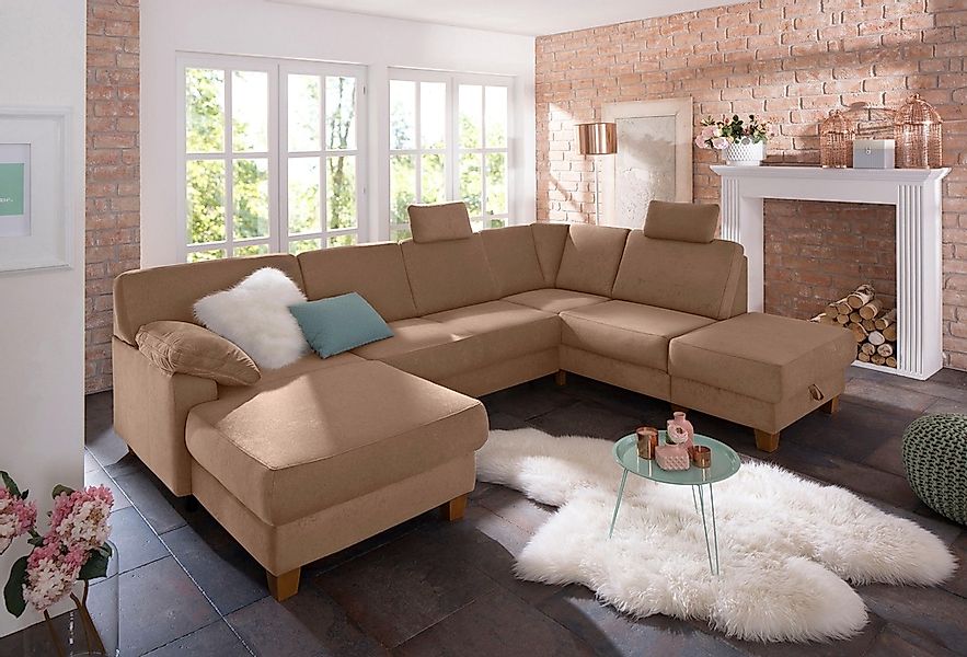 Home affaire Wohnlandschaft »Belfort U-Form« mit Federkern, wahlweise mit B günstig online kaufen