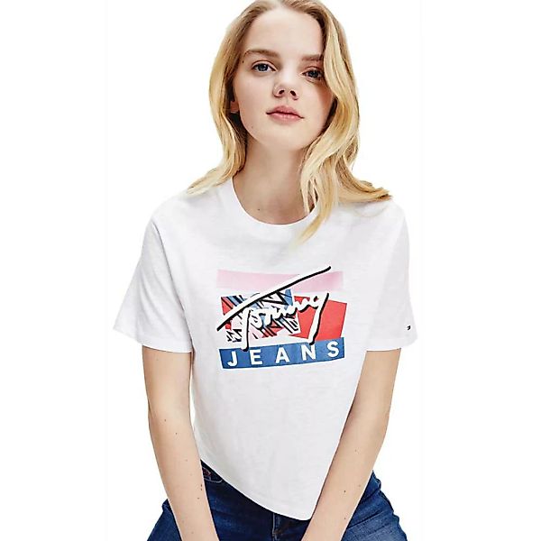 Tommy Jeans Signature Logo Kurzärmeliges T-shirt M White günstig online kaufen