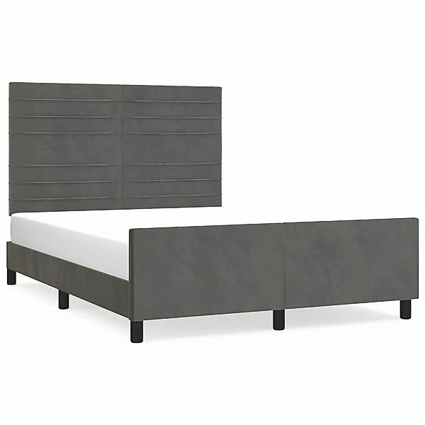 vidaXL Bettgestell mit Kopfteil Dunkelgrau 140x200 cm Samt Modell 81357393 günstig online kaufen