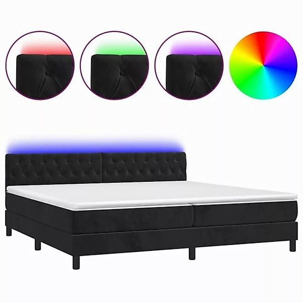 vidaXL Boxspringbett Boxspringbett mit Matratze LED Schwarz 200x200 cm Samt günstig online kaufen