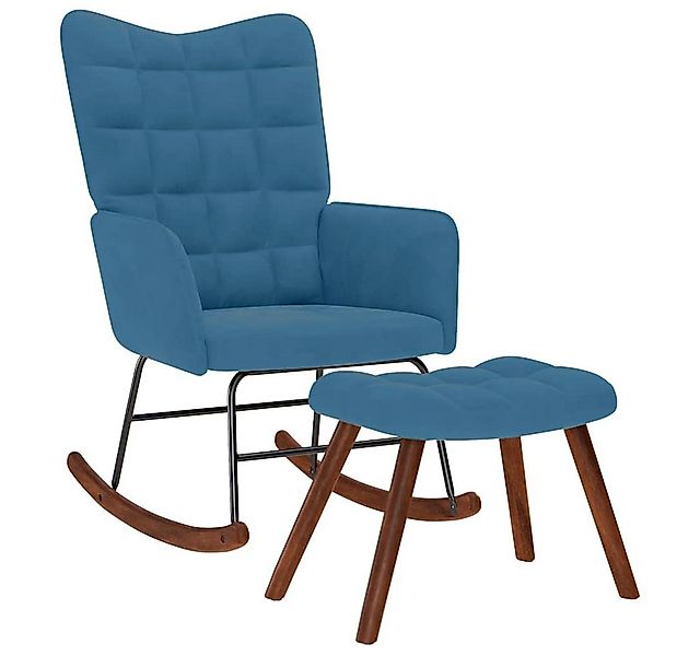vidaXL Schaukelstuhl Schaukelstuhl mit Hocker Blauer Samt (1 St) günstig online kaufen