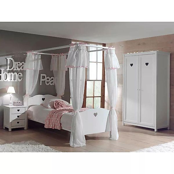 Mädchenzimmer mit Himmelbett Weiß (dreiteilig) günstig online kaufen