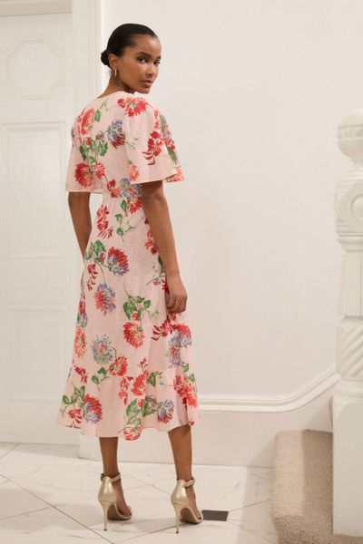 Next Midikleid Besticktes Wickelkleid aus 100 % günstig online kaufen