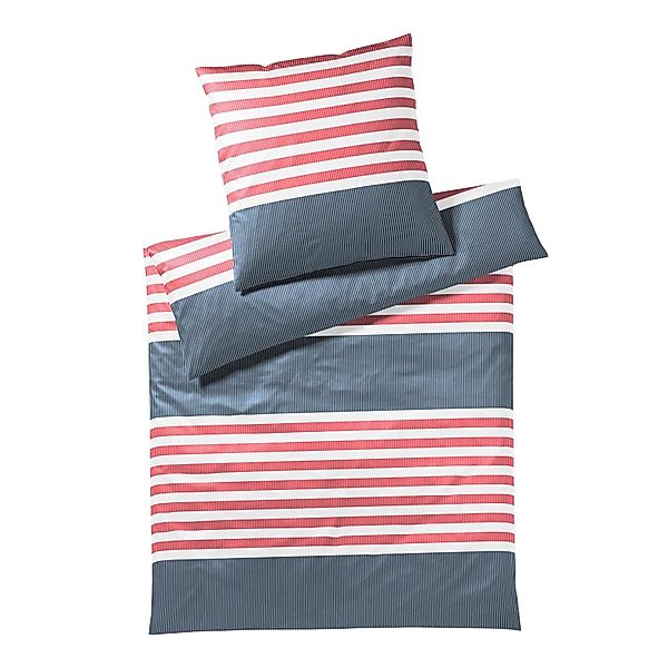Elegante Interlock Jersey Bettwäsche Summerstripe 3567-2 Rot 135x200 günstig online kaufen
