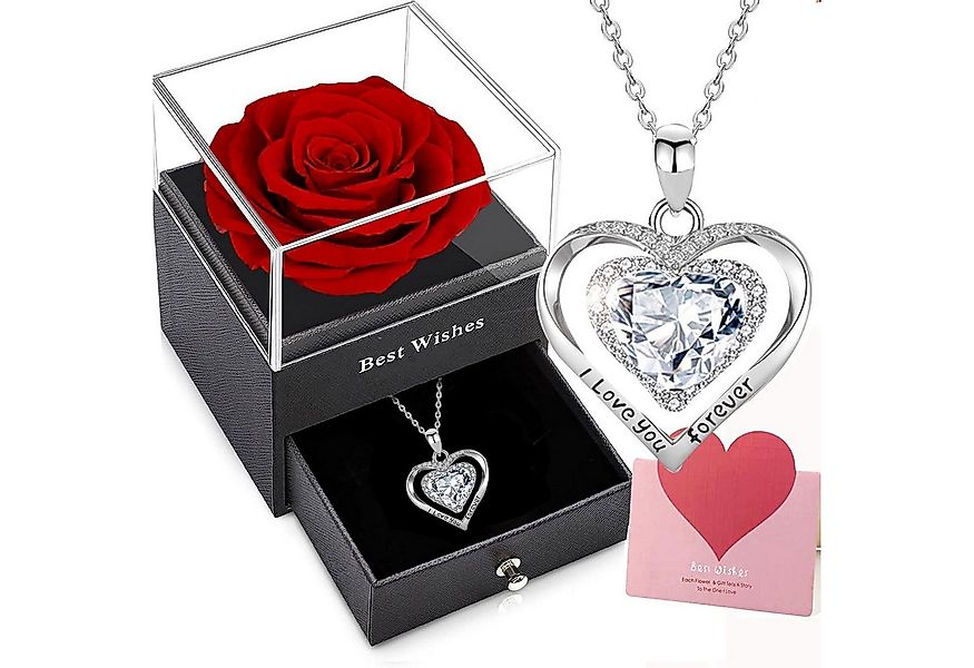 LuxusKollektion Schmuckset Ewige Rose Geschenkbox Konservierte Blumen Roman günstig online kaufen