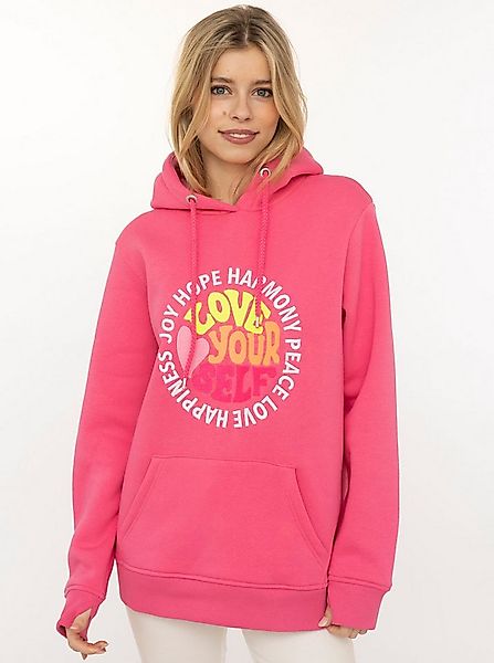 Zwillingsherz Hoodie "Love Yourslef" runde große Frontstickerei, farbige Ko günstig online kaufen