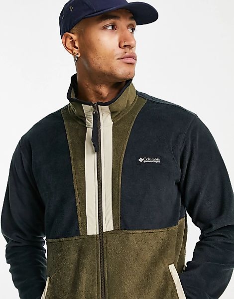 Columbia – Back Bowl – Fleece-Jacke in Schwarz/Grün mit Reißverschluss günstig online kaufen