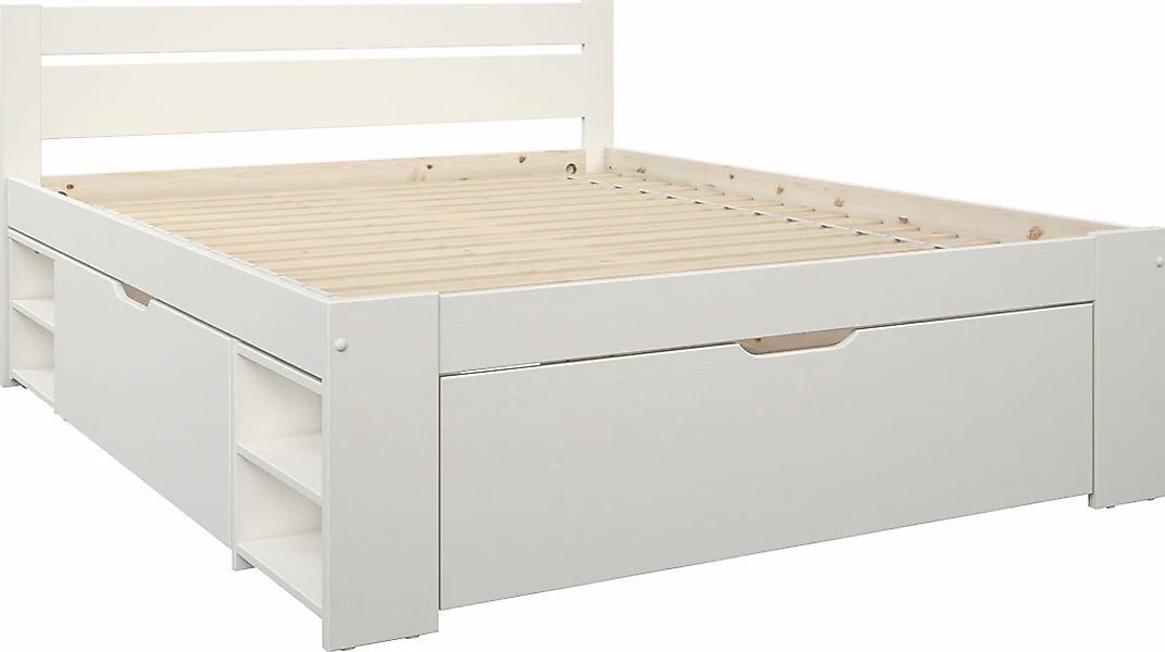 Home affaire Massivholzbett ""HANNES " mit Schubladen und Regalen, Nachtsch günstig online kaufen