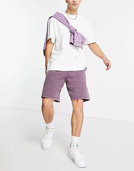 ASOS DESIGN – Oversize-Shorts aus Jersey in verwaschenem Lila-Violett günstig online kaufen