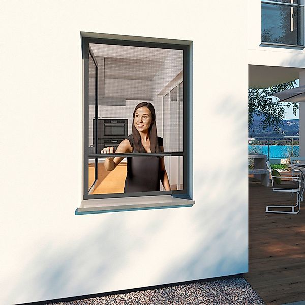 Windhager Insektenschutzplissee Plisseefenster ULTRA FLAT, halbtransparent, günstig online kaufen
