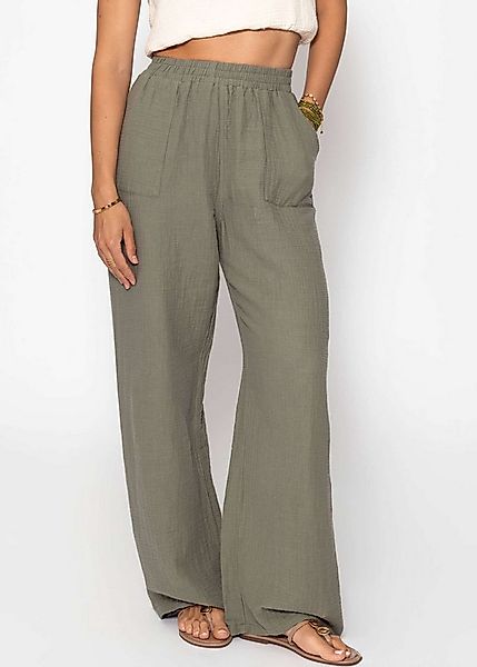 SASSYCLASSY Stoffhose Musselin Hose Damen aus Baumwolle Musselinhose lang m günstig online kaufen