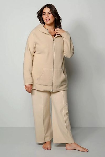 Ulla Popken Sweatjacke Fleece-Hoodiejacke 2-Wege-Zipper Kängurutasche günstig online kaufen