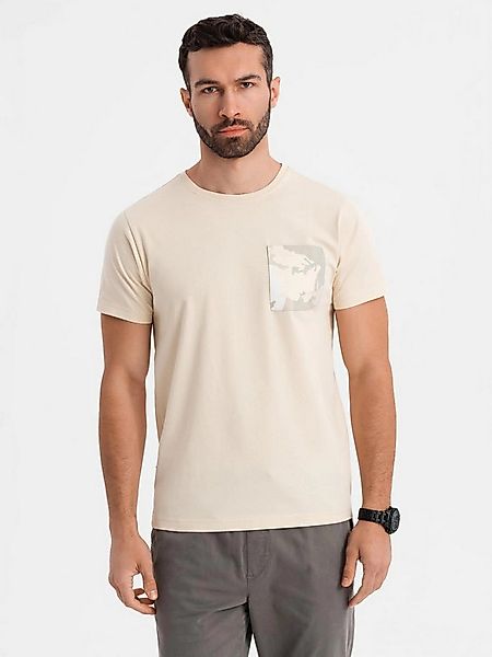OMBRE Print-Shirt Herren-T-Shirt aus Baumwolle mit aufgedruckter Tasche günstig online kaufen