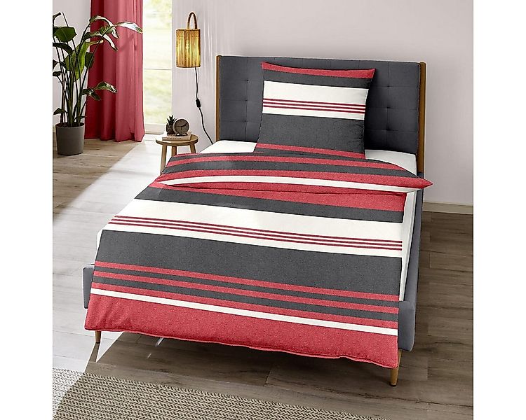 TRAUMSCHLAF Bettwäsche Locarno, Flanell, 3 teilig, zeitlose Streifen Bettwä günstig online kaufen