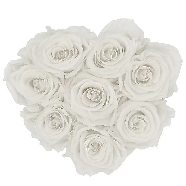 Rosenbox Herz Weiß mit Schleife und 8 Weiße Rosen günstig online kaufen