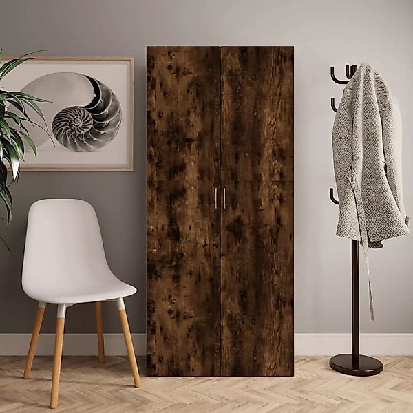 Vidaxl Schuhschrank Räuchereiche 80x35,5x180 Cm Holzwerkstoff günstig online kaufen