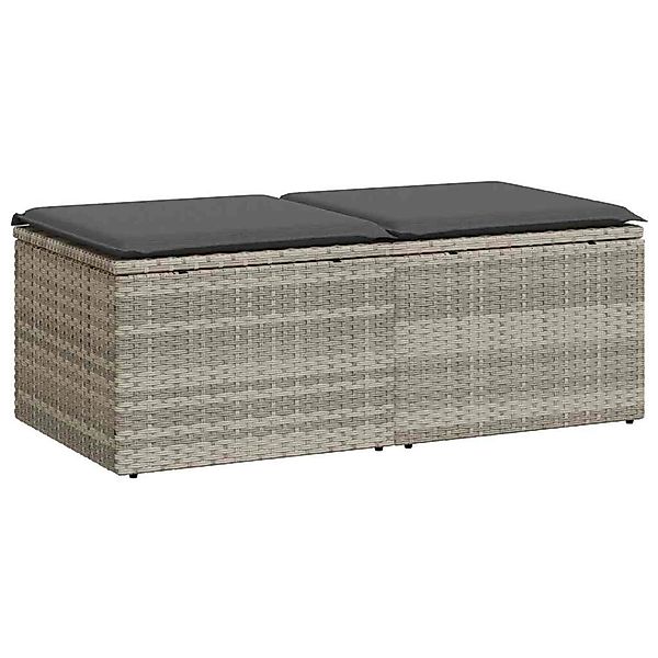 vidaXL 2-Tlg Garten-Sofagarnitur mit Kissen Hellgrau Poly Rattan 3328665 günstig online kaufen