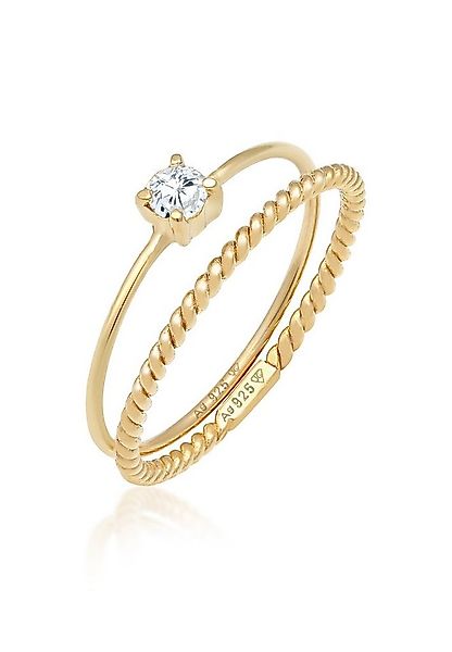 Elli Solitärring Zirkonia Gedreht Twisted Set (2 tlg) 925 Silber günstig online kaufen