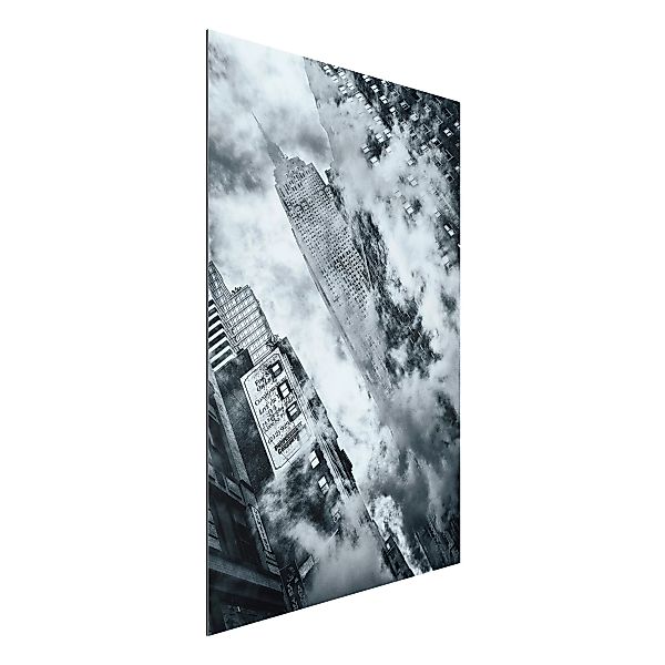 Alu-Dibond Bild Schwarz-Weiß - Hochformat 2:3 Fassade des Empire State Buil günstig online kaufen