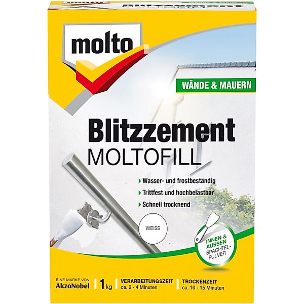 Molto Blitzzement Moltofill Außen- und Innen-Spachtelpulver Weiß 1 kg günstig online kaufen