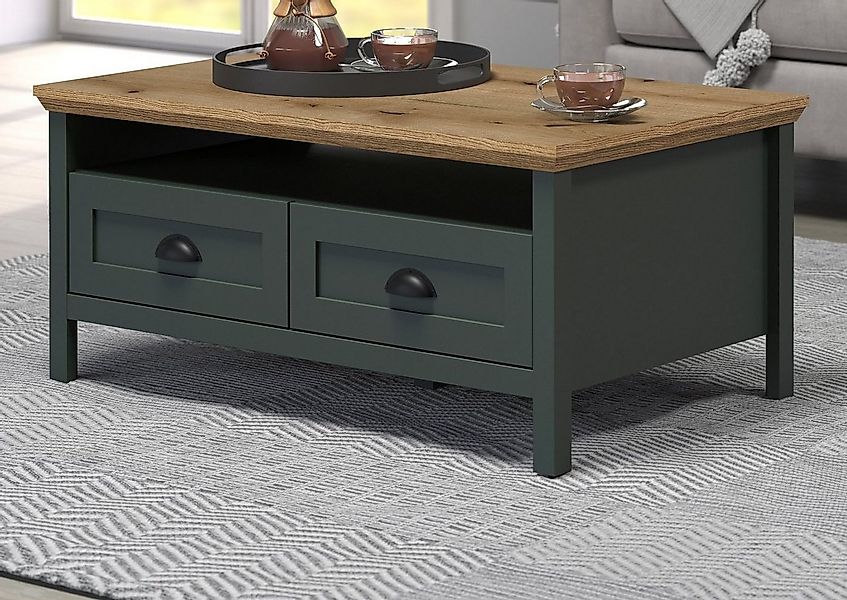 Furn.Design Couchtisch Stanton (Wohnzimmertisch in Landhaus grün mit Eiche, günstig online kaufen