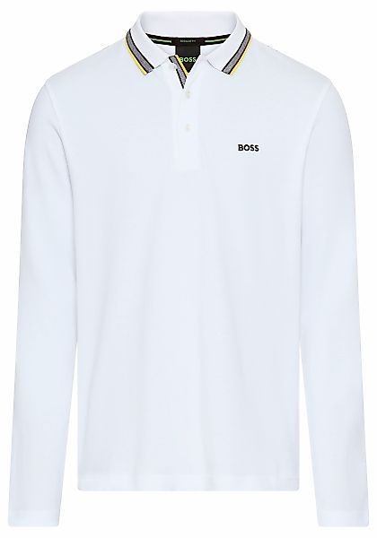 BOSS GREEN Langarm-Poloshirt "Plisy", mit Streifen am Kragen günstig online kaufen