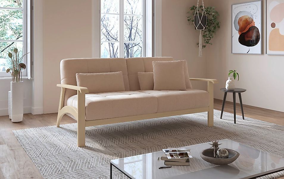 sit&more 2,5-Sitzer »Billund« Armlehnen aus eichefarbigem Buchenholz, versc günstig online kaufen