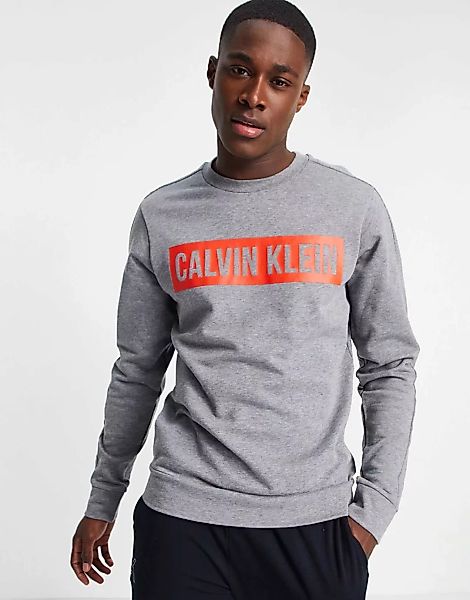 Calvin Klein – Sport – Sweatshirt-Pulli mit Logo-Grau günstig online kaufen