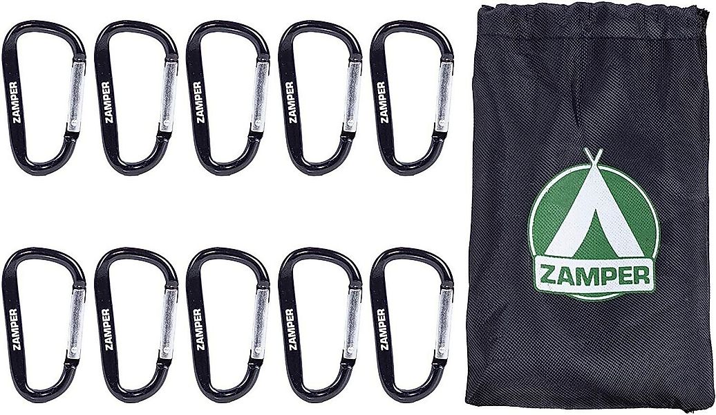 Zamper Karabiner Aluminium Schwarz Set 10STK für Camping, Outdoor und Freiz günstig online kaufen