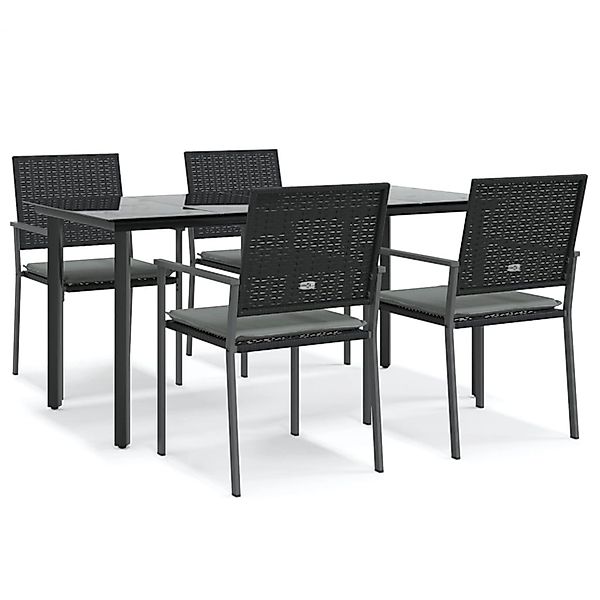 vidaXL 5-Tlg Garten-Essgruppe mit Kissen Poly Rattan und Stahl 3187025 günstig online kaufen