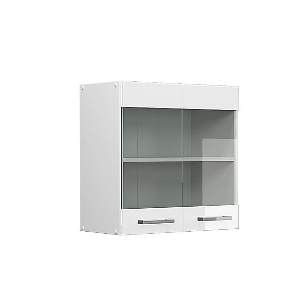 Vicco Küchenglasschrank R-Line Glashängeschrank Weiß Hochglanz/Weiß 60 cm günstig online kaufen