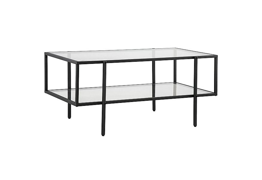 HOMCOM Couchtisch mit Ablage verstellbaren Füsse mit Stahlrahmen Glasplatte günstig online kaufen