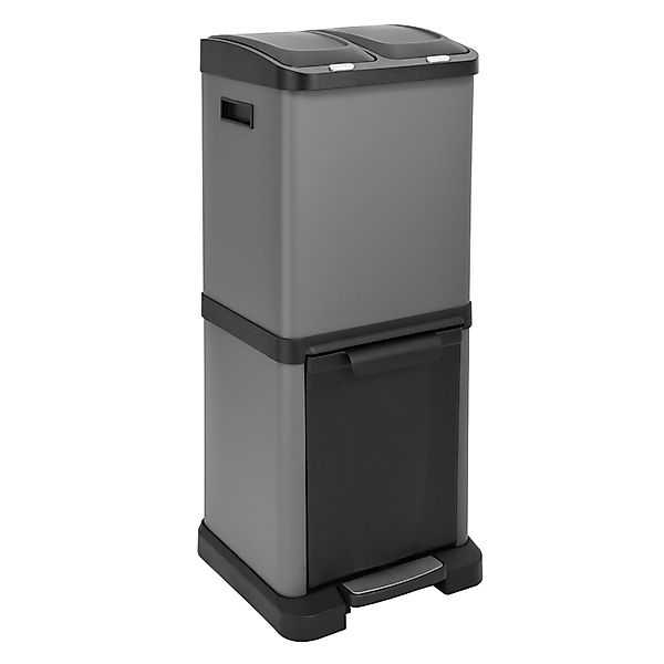 Svita 3xcombo 32L Mülleimer Mülltrennsystem Abfalleimer Mit Fächern Grau günstig online kaufen