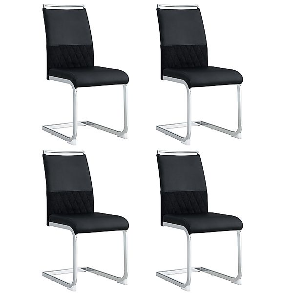 Set aus 4 modernen Esszimmerstühlen mit hoher Rückenlehne, PU & Leinen, erg günstig online kaufen