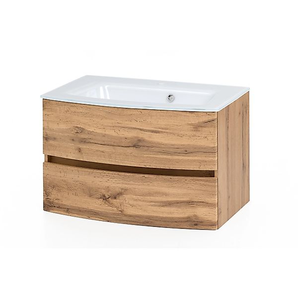 Held Möbel Waschtisch Salerno 80 cm Wotaneiche, weißes Glasbecken günstig online kaufen