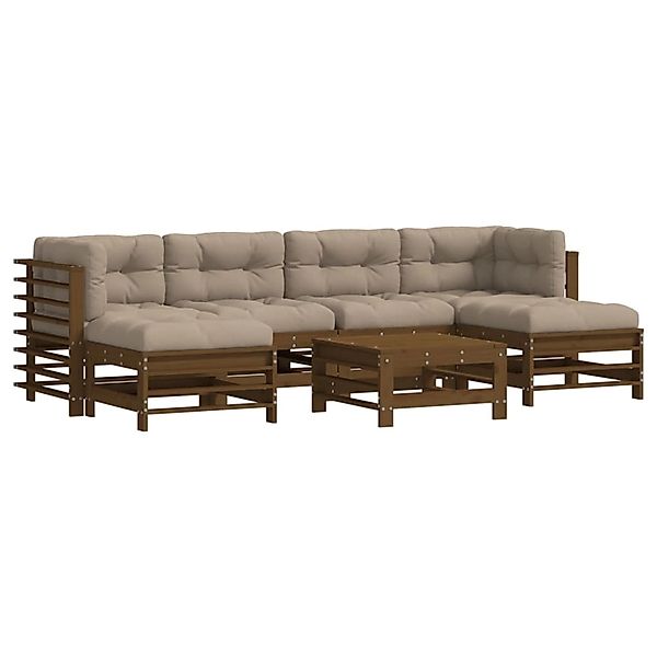 vidaXL 7-tlg Garten-Lounge-Set mit Kissen Honigbraun Kiefernholz Modell 28 günstig online kaufen