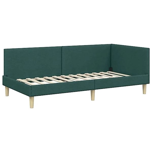 vidaXL Eckbettgestell mit Kopfteil Dunkelgrün 100 x 200 cm Stoff 42016201 günstig online kaufen