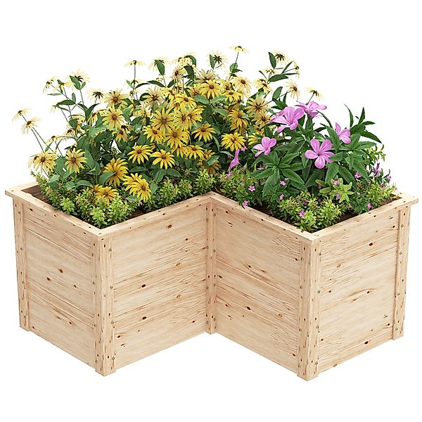 Outsunny Hochbeet in L-Form, erhöhtes Gartenbeet, offenes Blumenbeet für Te günstig online kaufen
