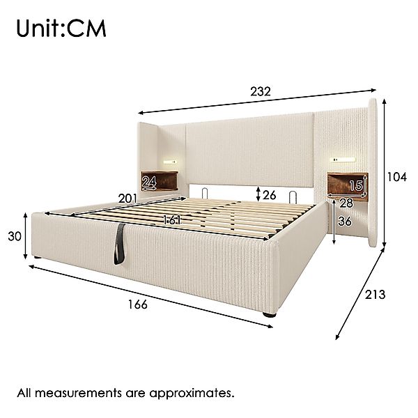 Ulife Polsterbett Doppelbett Stauraumbett Hydraulisches Funktionsbett günstig online kaufen