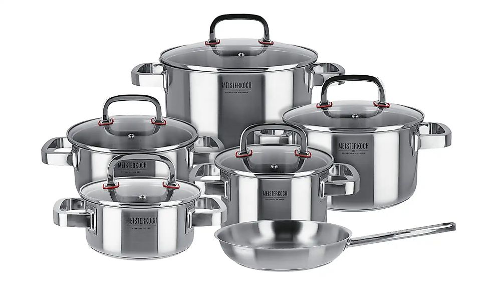 Meisterkoch Topfset FOCUS 6-teilig FOCUS ¦ silber ¦ Edelstahl,Silikon Töpfe günstig online kaufen