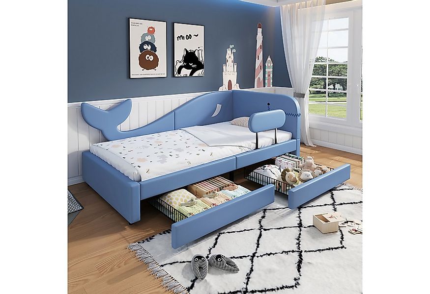 Merax Polsterbett 90x200cm in Walform (1-tlg), Kinderbett mit 2 Schubladen, günstig online kaufen