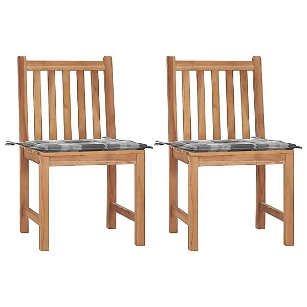 vidaXL Gartenstühle 2 Stk mit Kissen Massivholz Teak 3062930 günstig online kaufen