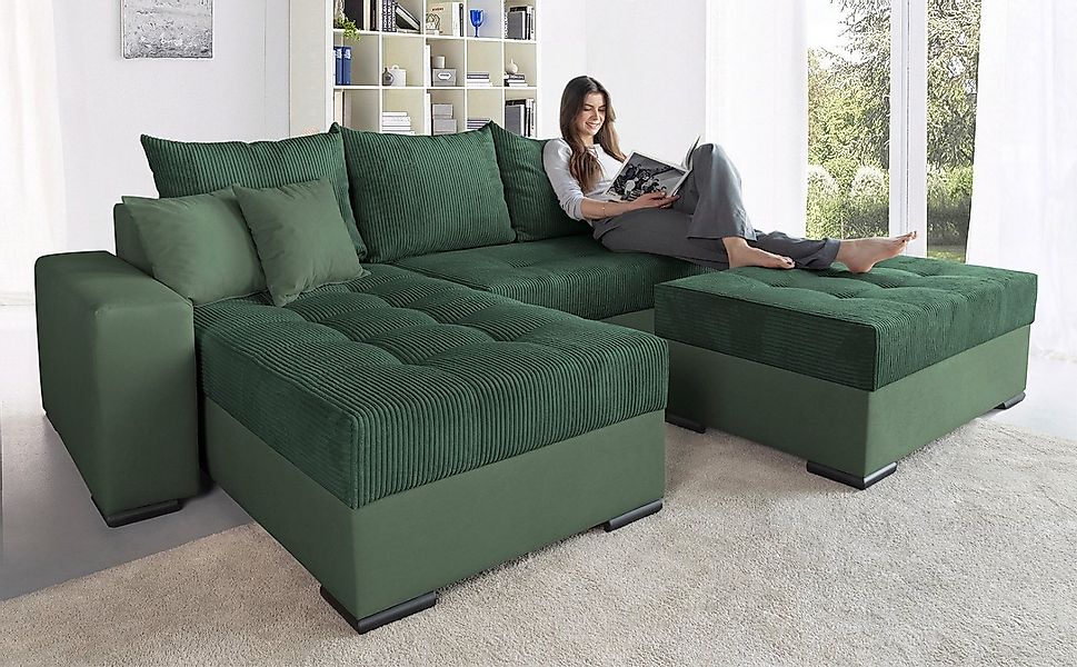 COLLECTION AB Ecksofa Josy L-Form, B: 214 cm in Cord, Cord-Mix, mit Bettfun günstig online kaufen