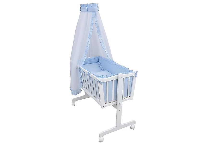 Baby-Delux Stubenbett Babywiege Komplettset Royal Rüsche, Schaukelwiege Wei günstig online kaufen