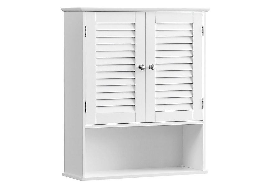 VASAGLE Hängeschrank Badezimmerschrank Wandschrank Lamellentüren und offene günstig online kaufen